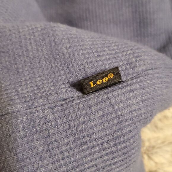 LEE Premium Select Thermal Sweater Mens XL Sherpa Lined Regular Fit Henley Blue - Picture 7 of 9
